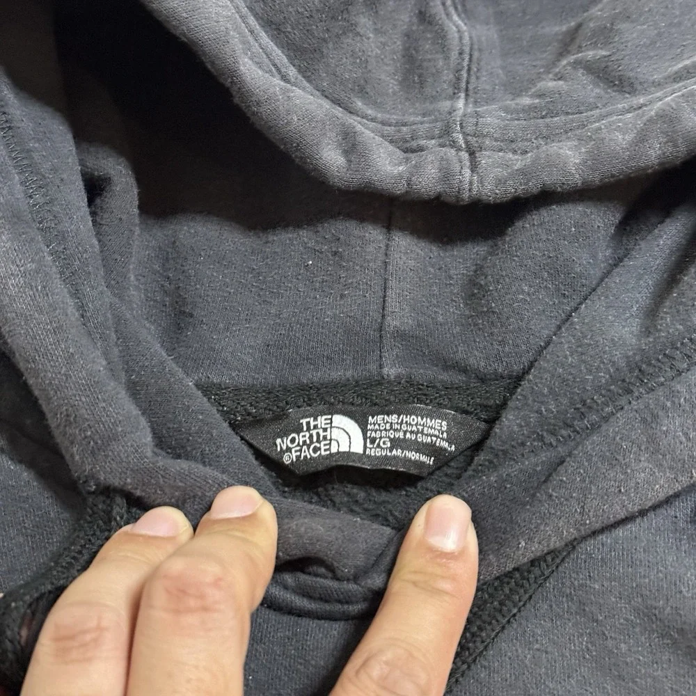 The North Face Mens Logo‎ Spellout Hoodie Faded Black Size L Grunge Outdoor Camp